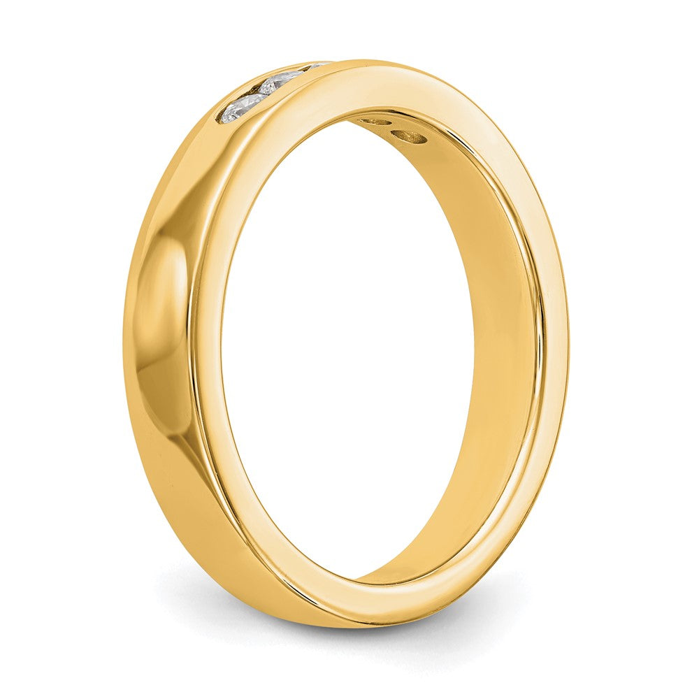 0.25ct. CZ Solid Real 14k Yellow Gold Flat Partial Closed 5-Stone Channel Wedding Band Ring