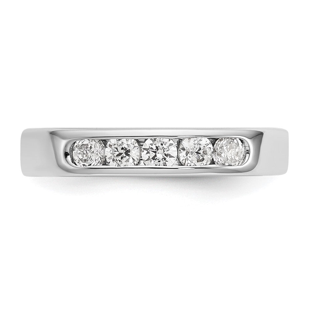 14K White Gold 5-Stone Real Diamond Channel Band