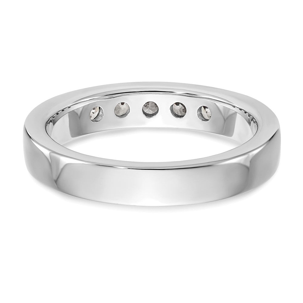 14K White Gold 5-Stone Real Diamond Channel Band