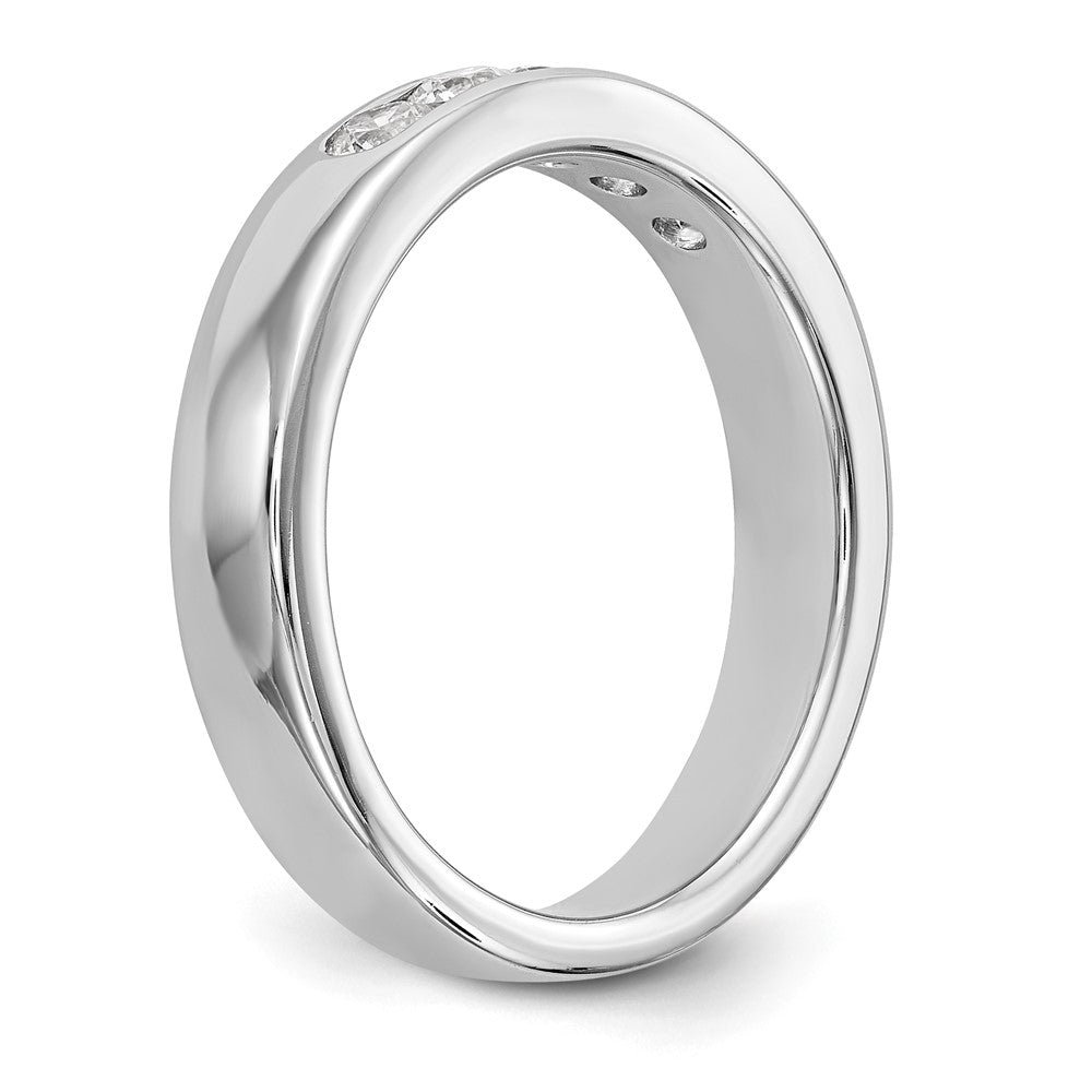 14K White Gold 5-Stone Real Diamond Channel Band