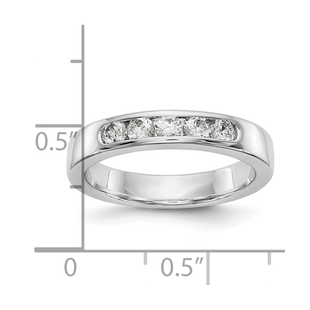 14K White Gold 5-Stone Real Diamond Channel Band