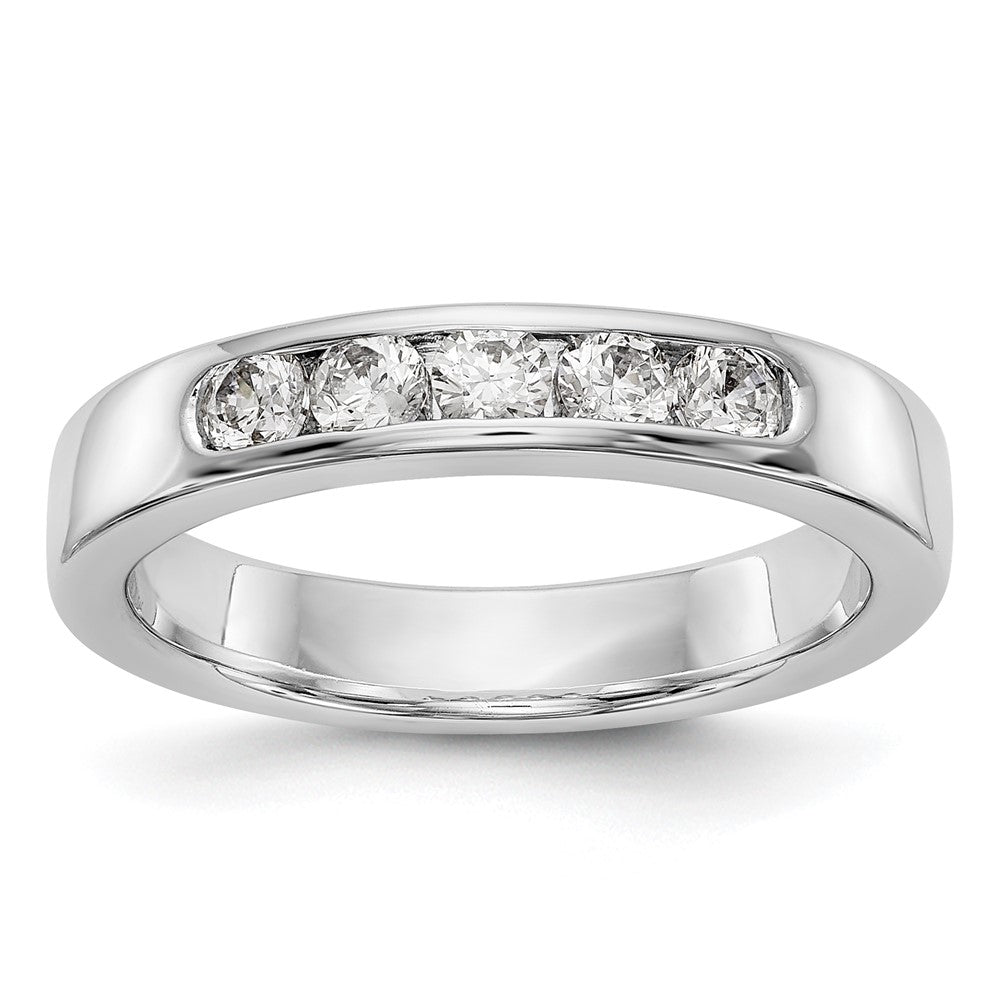 14K White Gold 5-Stone Real Diamond Channel Band