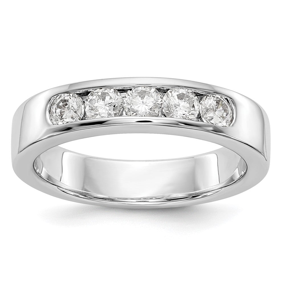 14K White Gold 5-Stone Real Diamond Channel Band