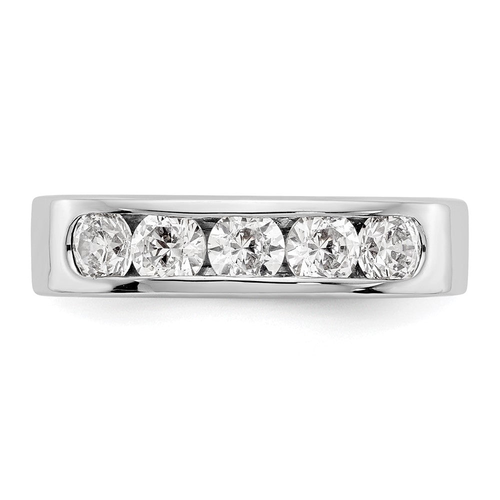 14K White Gold 5-Stone Real Diamond Channel Band