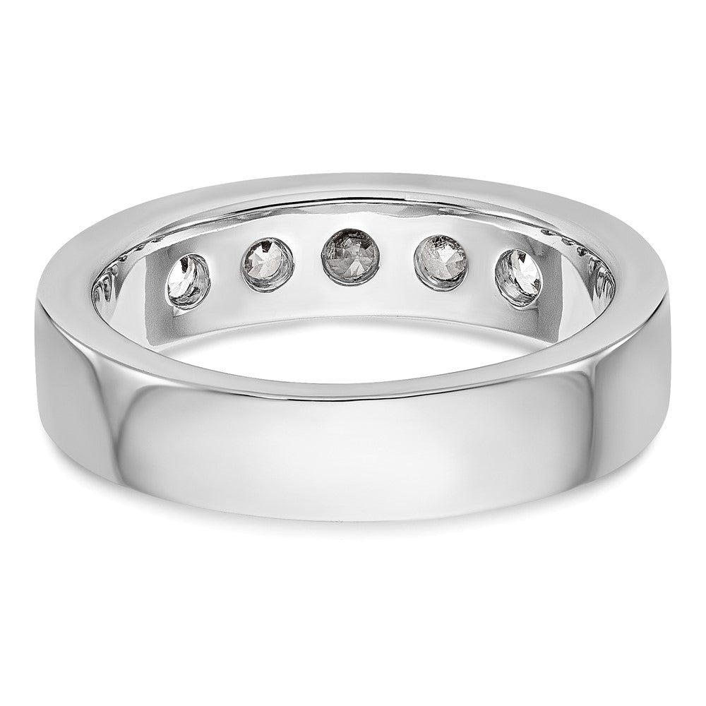 14K White Gold 5-Stone Real Diamond Channel Band