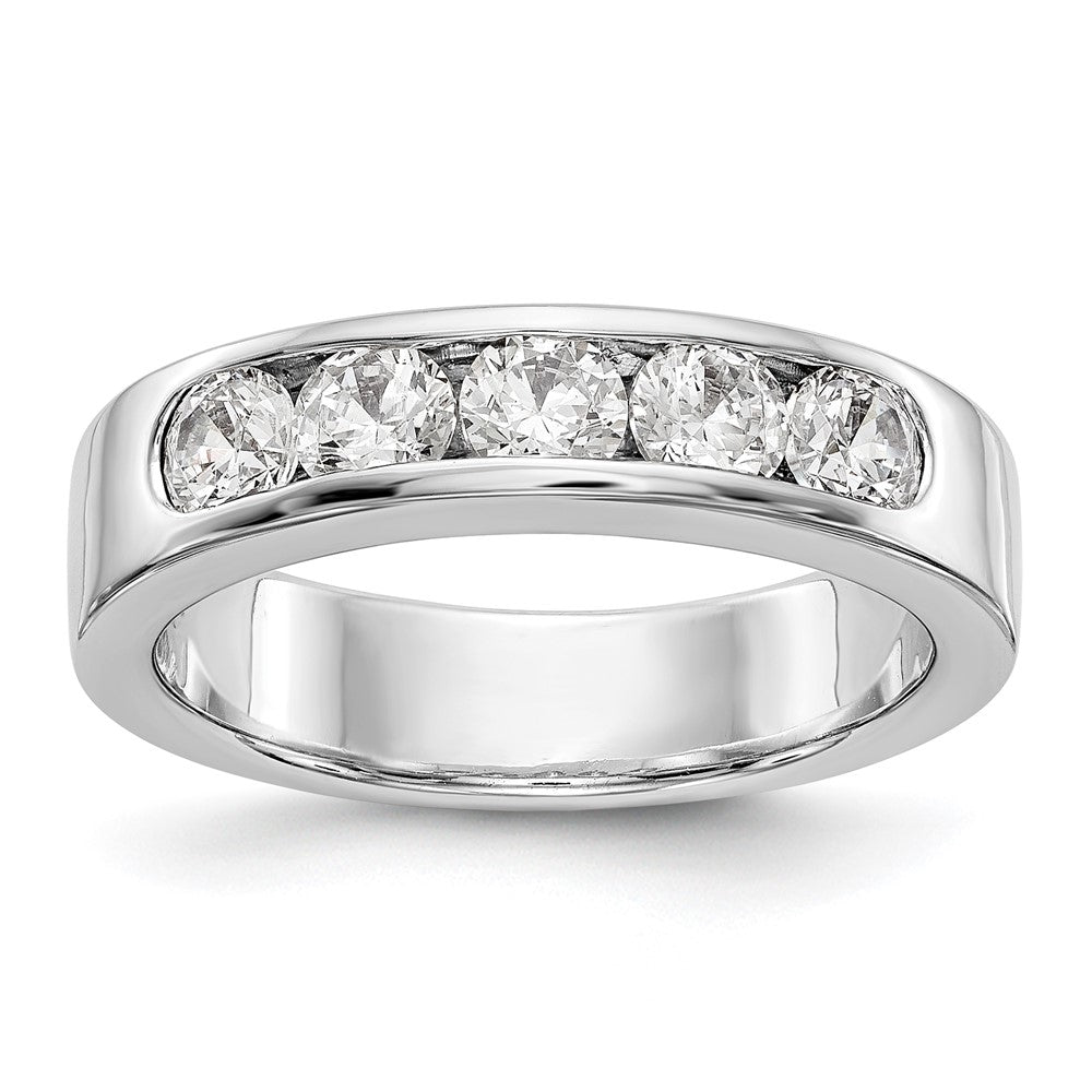 14K White Gold 5-Stone Real Diamond Channel Band