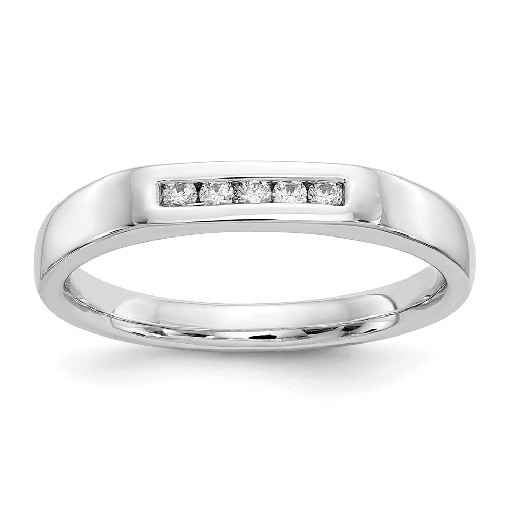 14K White Gold 5-Stone Real Diamond Channel Band