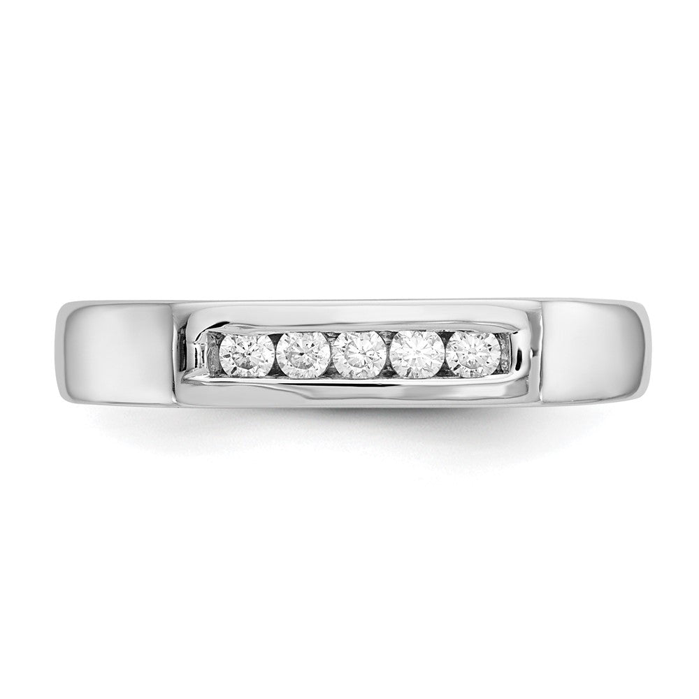 0.14ct. CZ Solid Real 14K White Gold 5-Stone Channel Wedding Band Ring