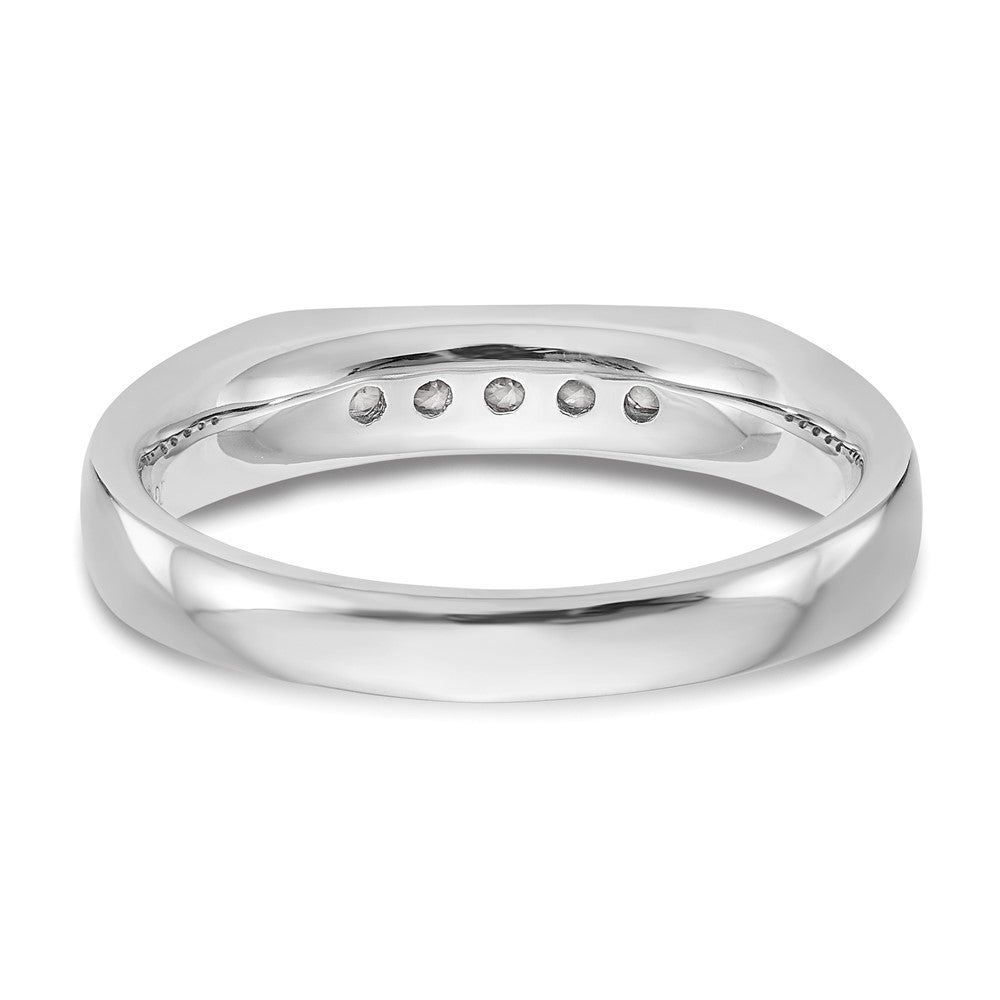 0.14ct. CZ Solid Real 14K White Gold 5-Stone Channel Wedding Band Ring