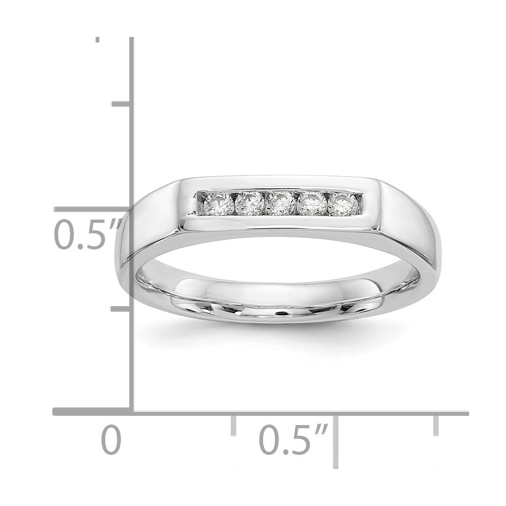 0.14ct. CZ Solid Real 14K White Gold 5-Stone Channel Wedding Band Ring