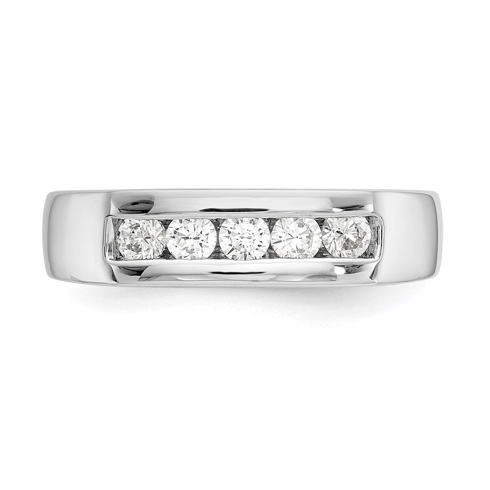 14K White Gold 5-Stone Real Diamond Channel Band