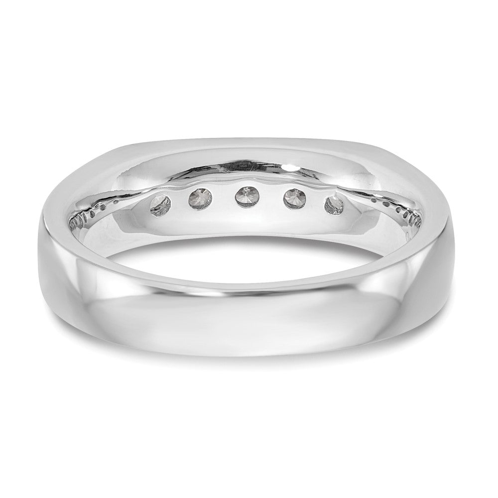 14K White Gold 5-Stone Real Diamond Channel Band