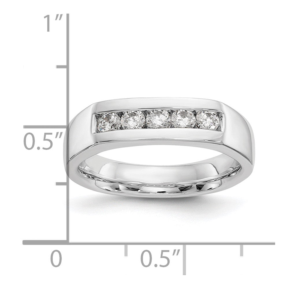 14K White Gold 5-Stone Real Diamond Channel Band