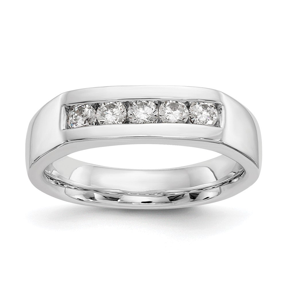 14K White Gold 5-Stone Real Diamond Channel Band