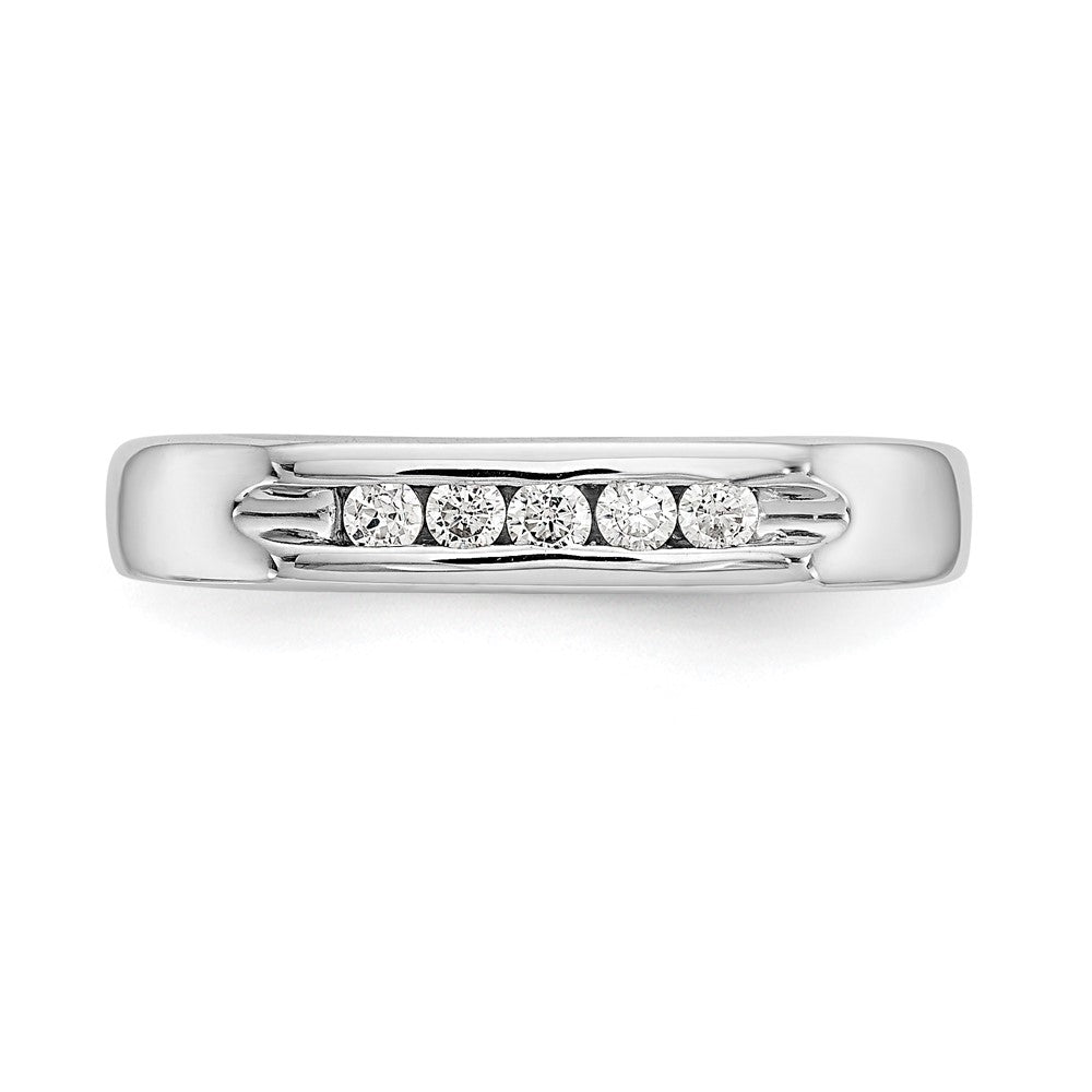 0.14ct. CZ Solid Real 14K White Gold 5-Stone Channel Wedding Band Ring