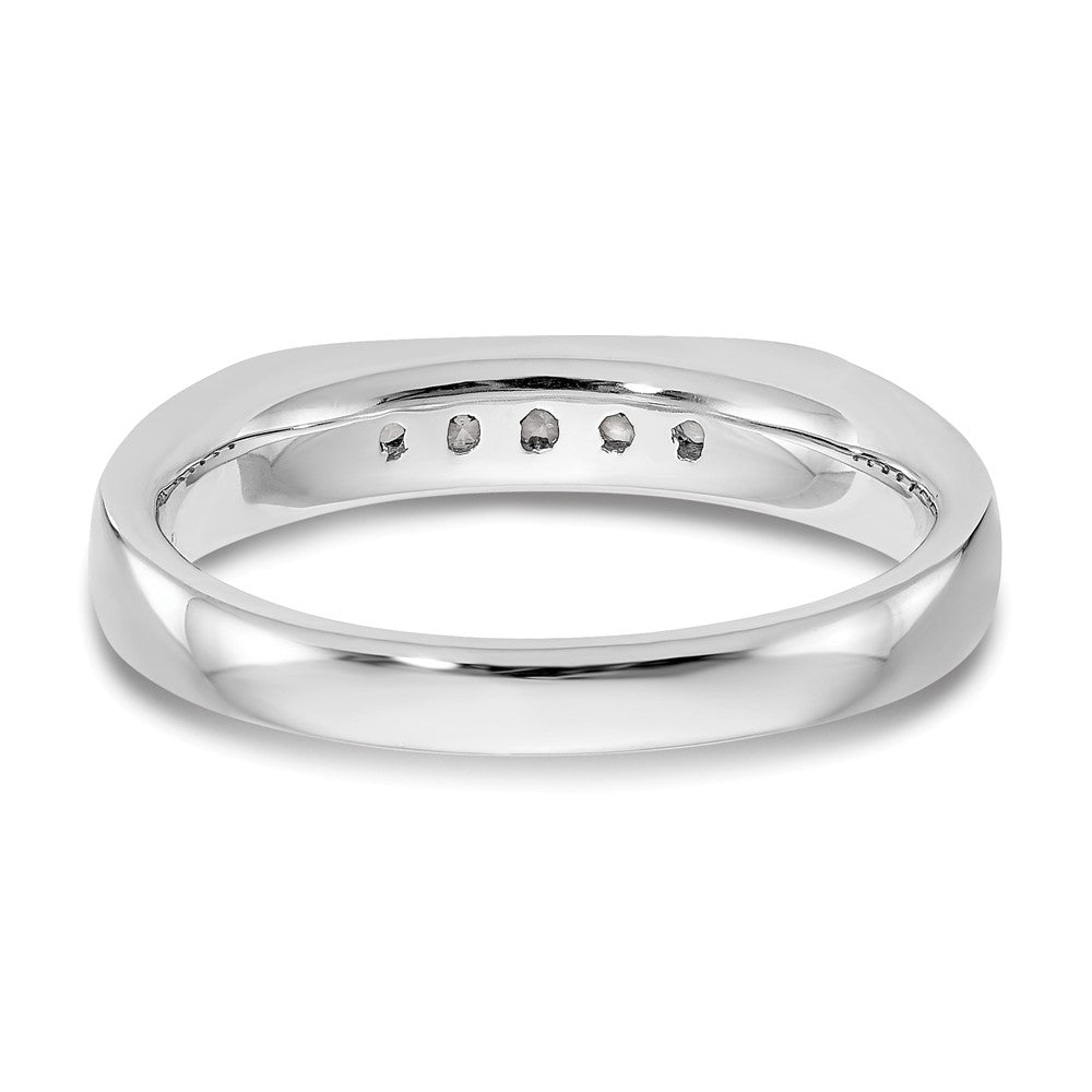 0.14ct. CZ Solid Real 14K White Gold 5-Stone Channel Wedding Band Ring