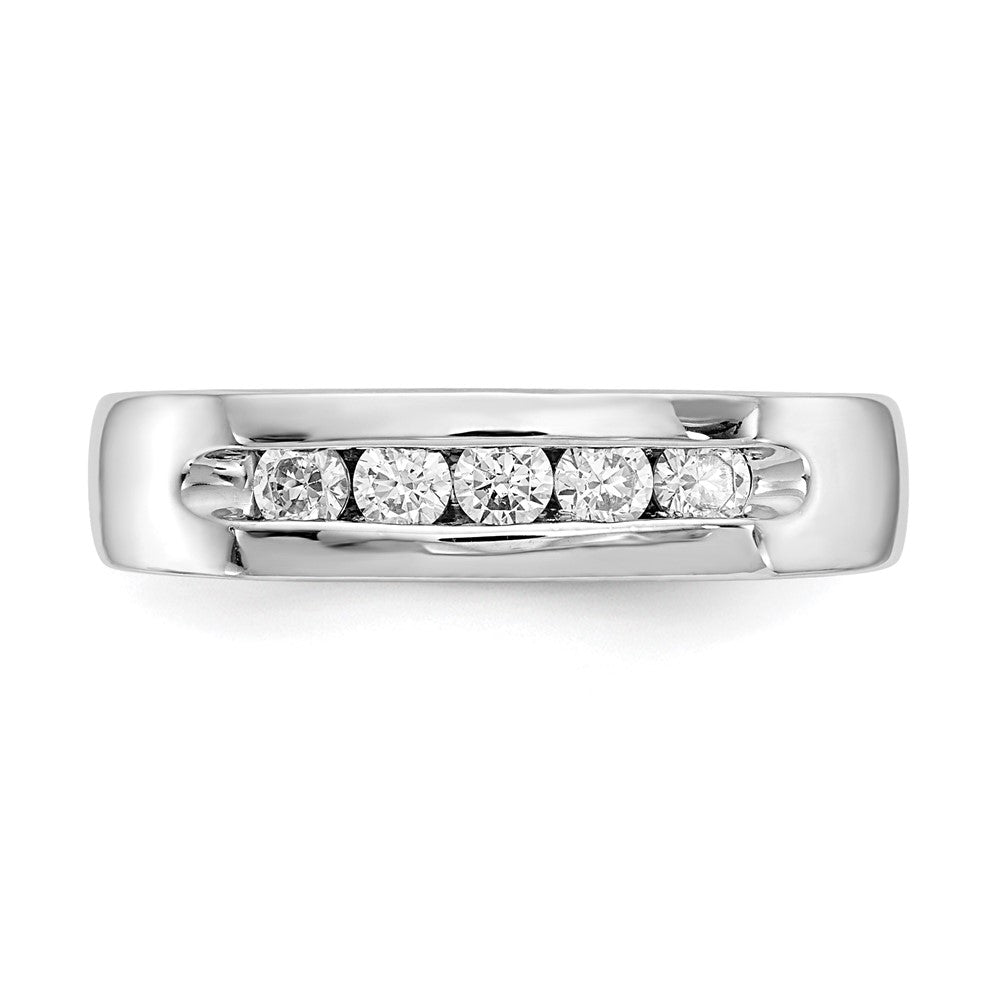 14K White Gold 5-Stone Real Diamond Channel Band