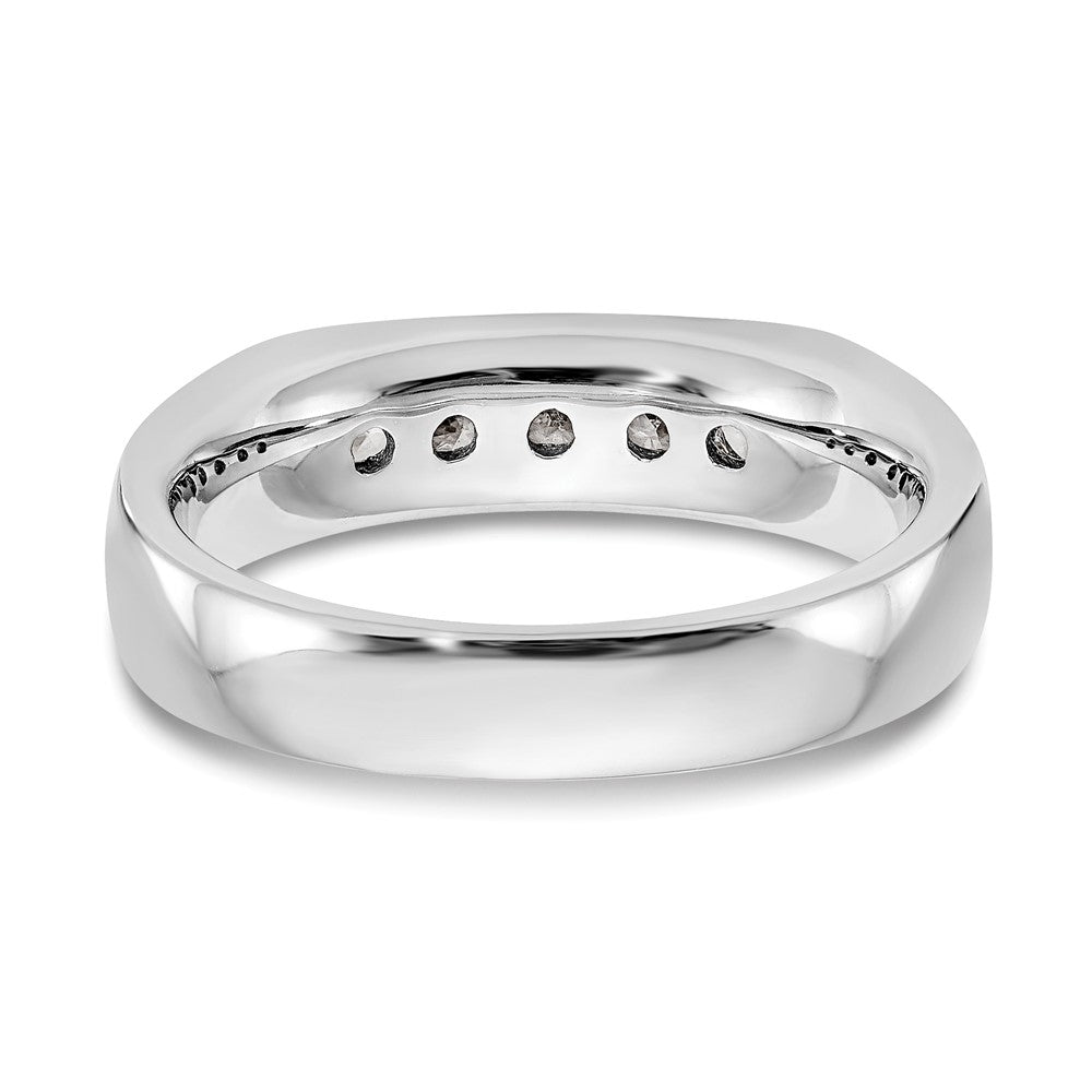 14K White Gold 5-Stone Real Diamond Channel Band