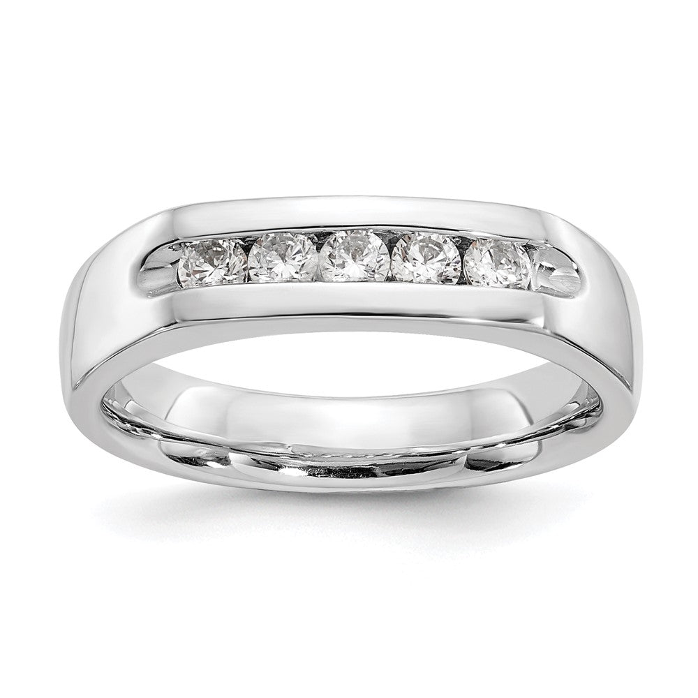 14K White Gold 5-Stone Real Diamond Channel Band