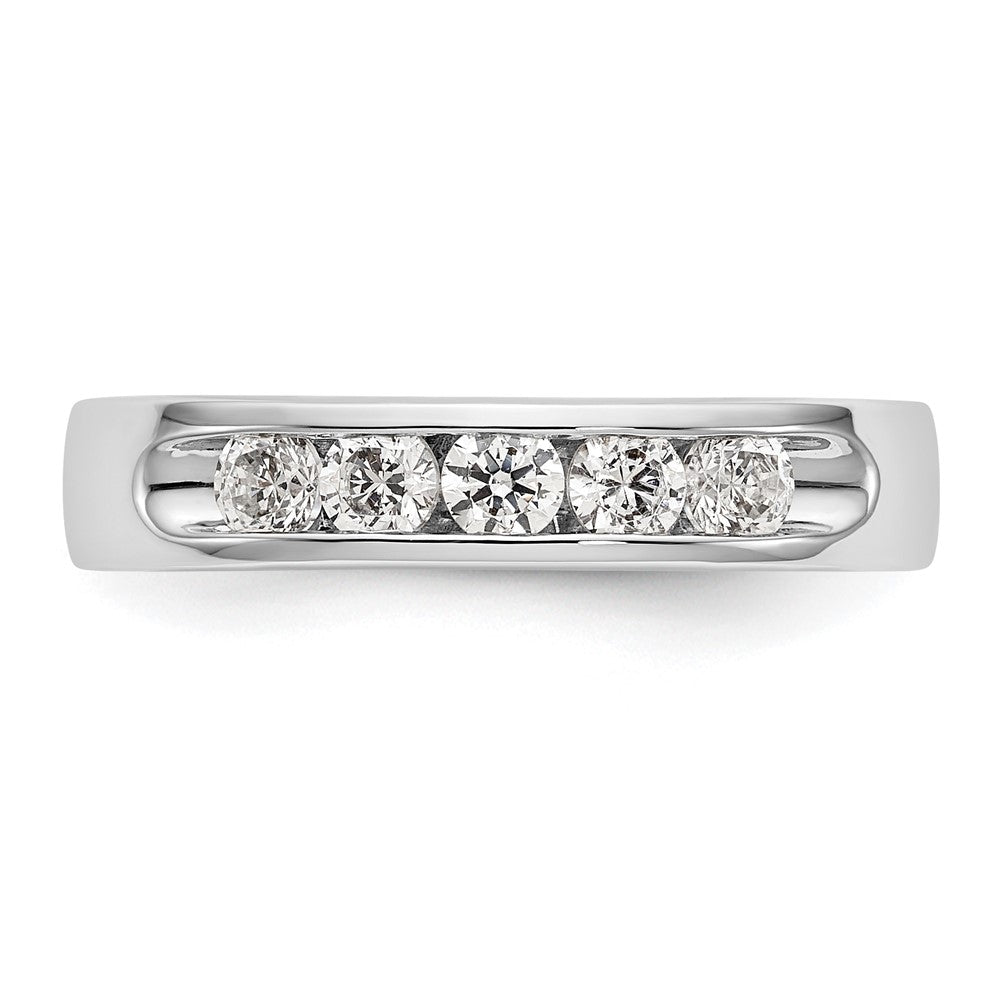 14k White Gold 5-Stone 1/2 carat Round Diamond Complete Channel Band