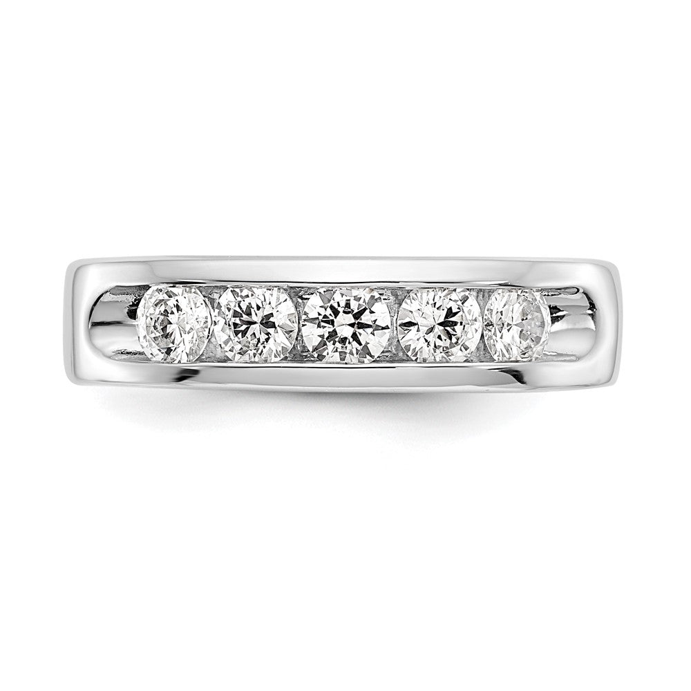 14k White Gold 5-Stone 1 carat Round Diamond Complete Channel Band