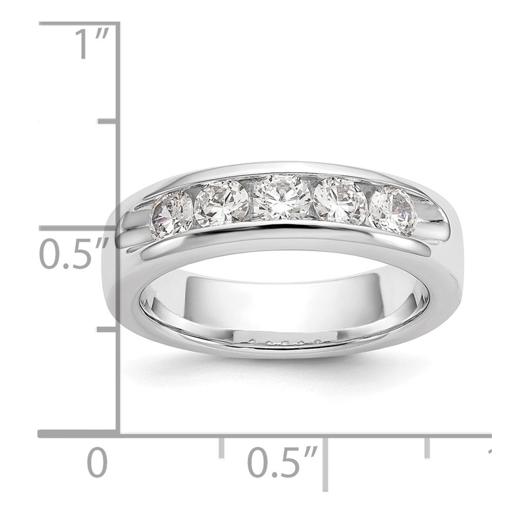 14K White Gold 5-Stone Real Diamond Channel Band