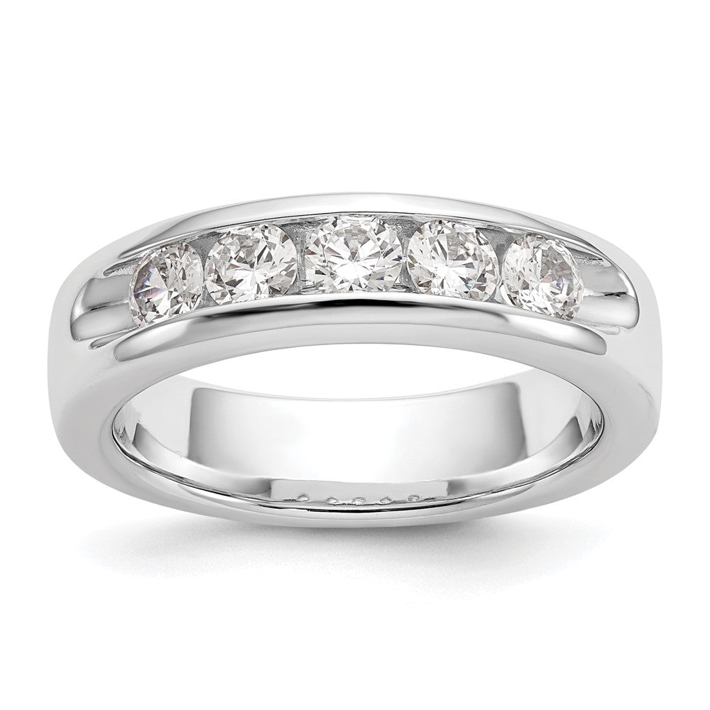 14k White Gold 5-Stone 1 carat Round Diamond Complete Channel Band