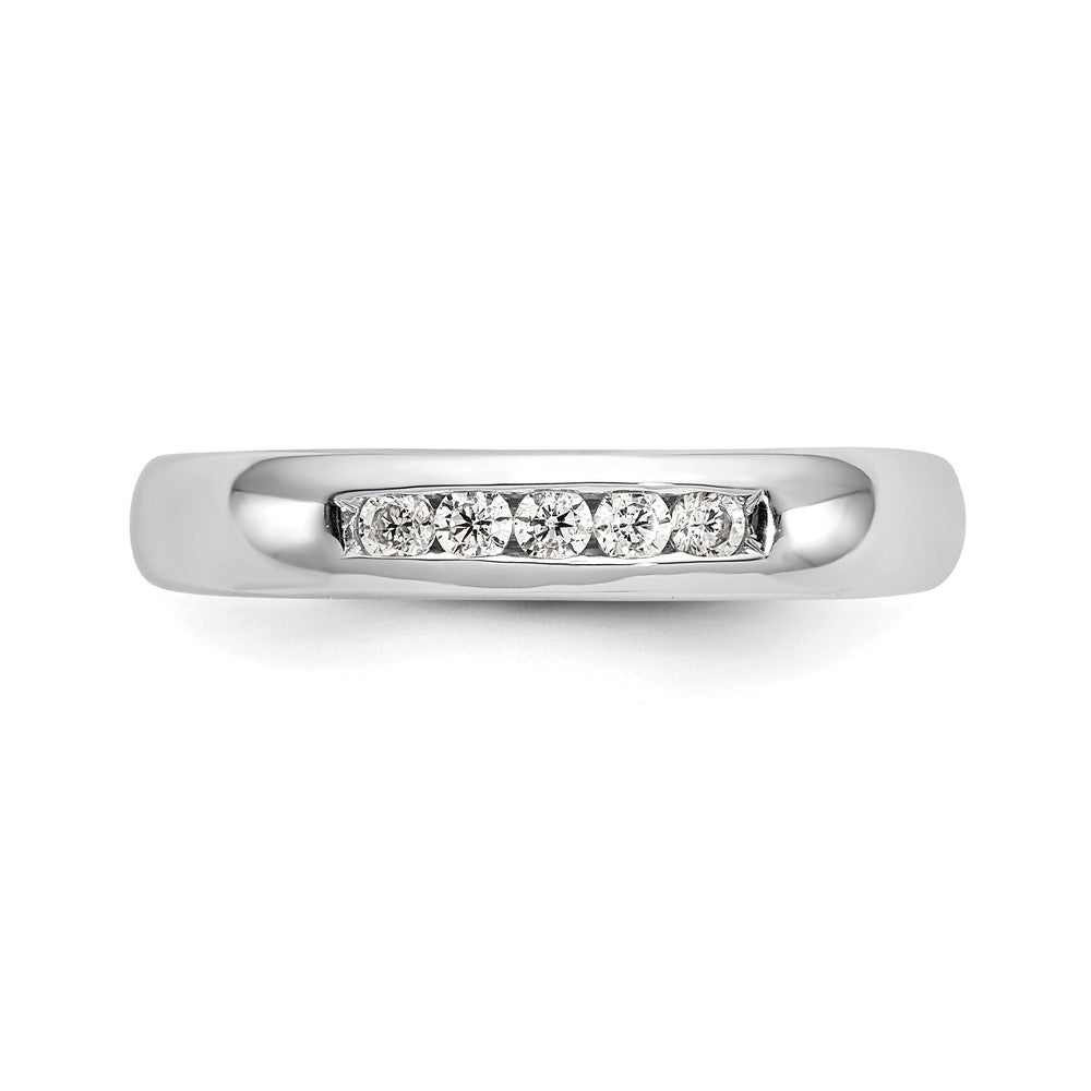 0.14ct. CZ Solid Real 14K White Gold 5-Stone Channel Wedding Band Ring