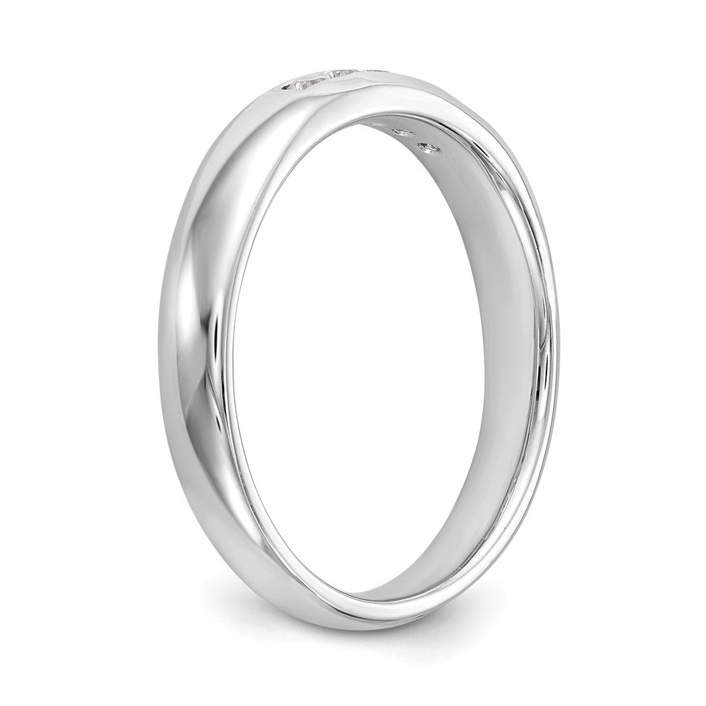 0.14ct. CZ Solid Real 14K White Gold 5-Stone Channel Wedding Band Ring