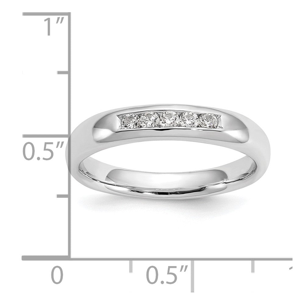 0.14ct. CZ Solid Real 14K White Gold 5-Stone Channel Wedding Band Ring