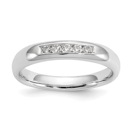 0.14ct. CZ Solid Real 14K White Gold 5-Stone Channel Wedding Band Ring