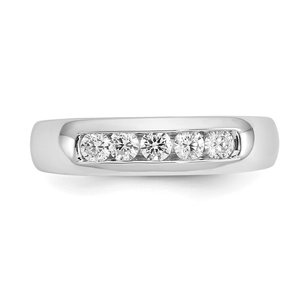 14K White Gold 5-Stone Real Diamond Channel Band