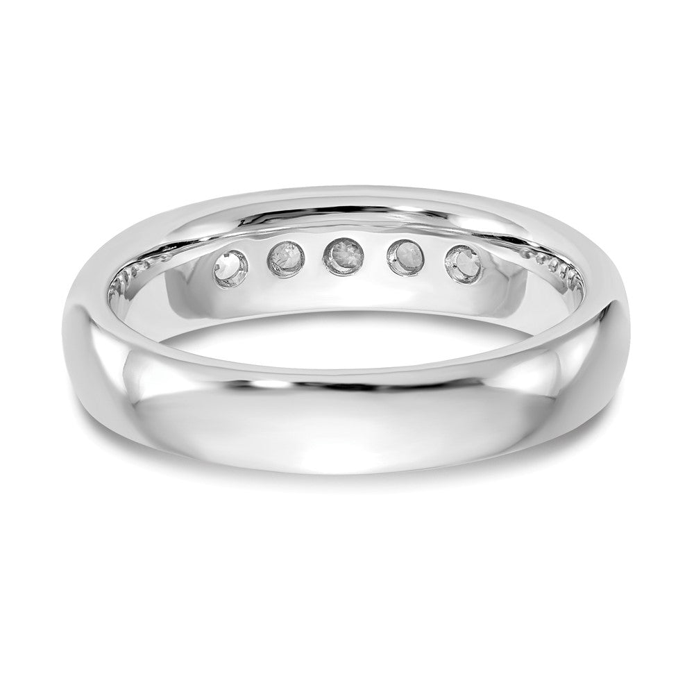 14K White Gold 5-Stone Real Diamond Channel Band