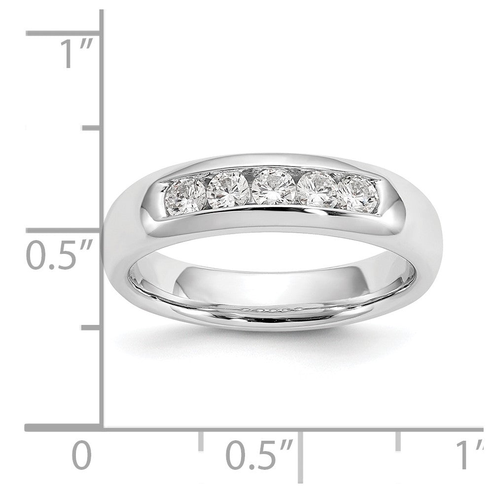 14K White Gold 5-Stone Real Diamond Channel Band