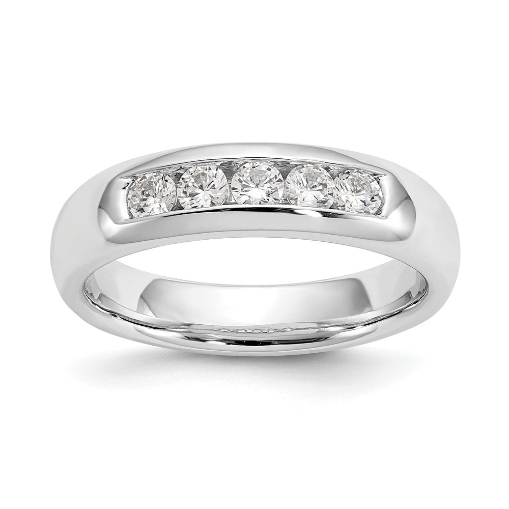 14K White Gold 5-Stone Real Diamond Channel Band