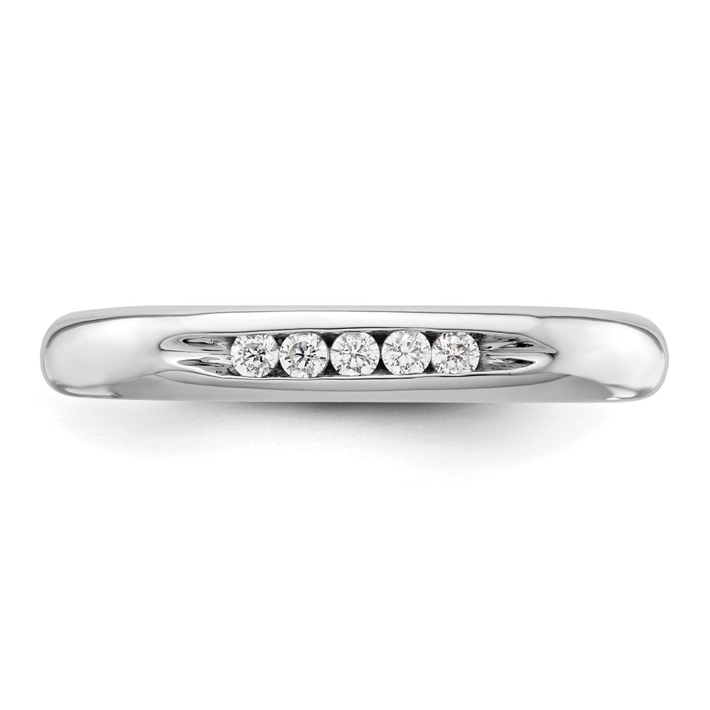 0.10ct. CZ Solid Real 14K White Gold 5-Stone Channel Wedding Band Ring