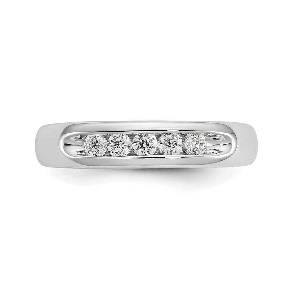 14K White Gold 5-Stone Real Diamond Channel Band