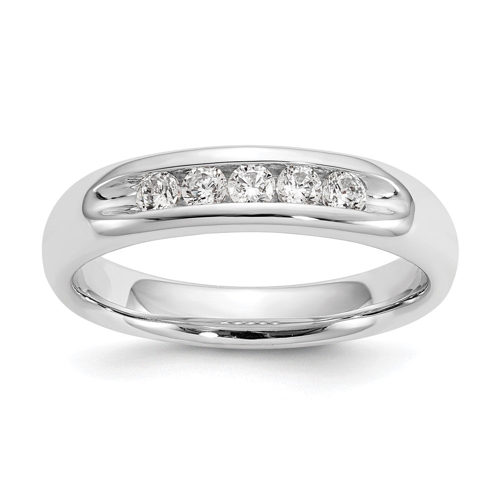 14K White Gold 5-Stone Real Diamond Channel Band