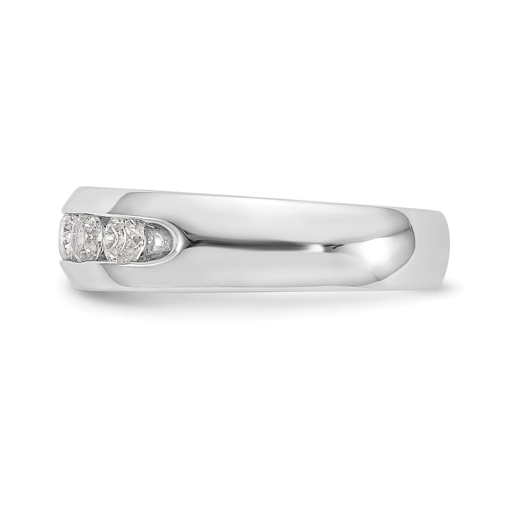 14K White Gold 5-Stone Real Diamond Channel Band