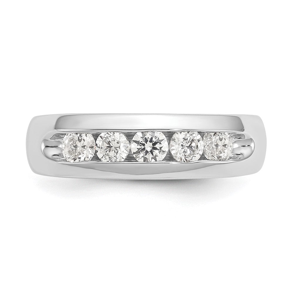 14K White Gold 5-Stone Real Diamond Channel Band