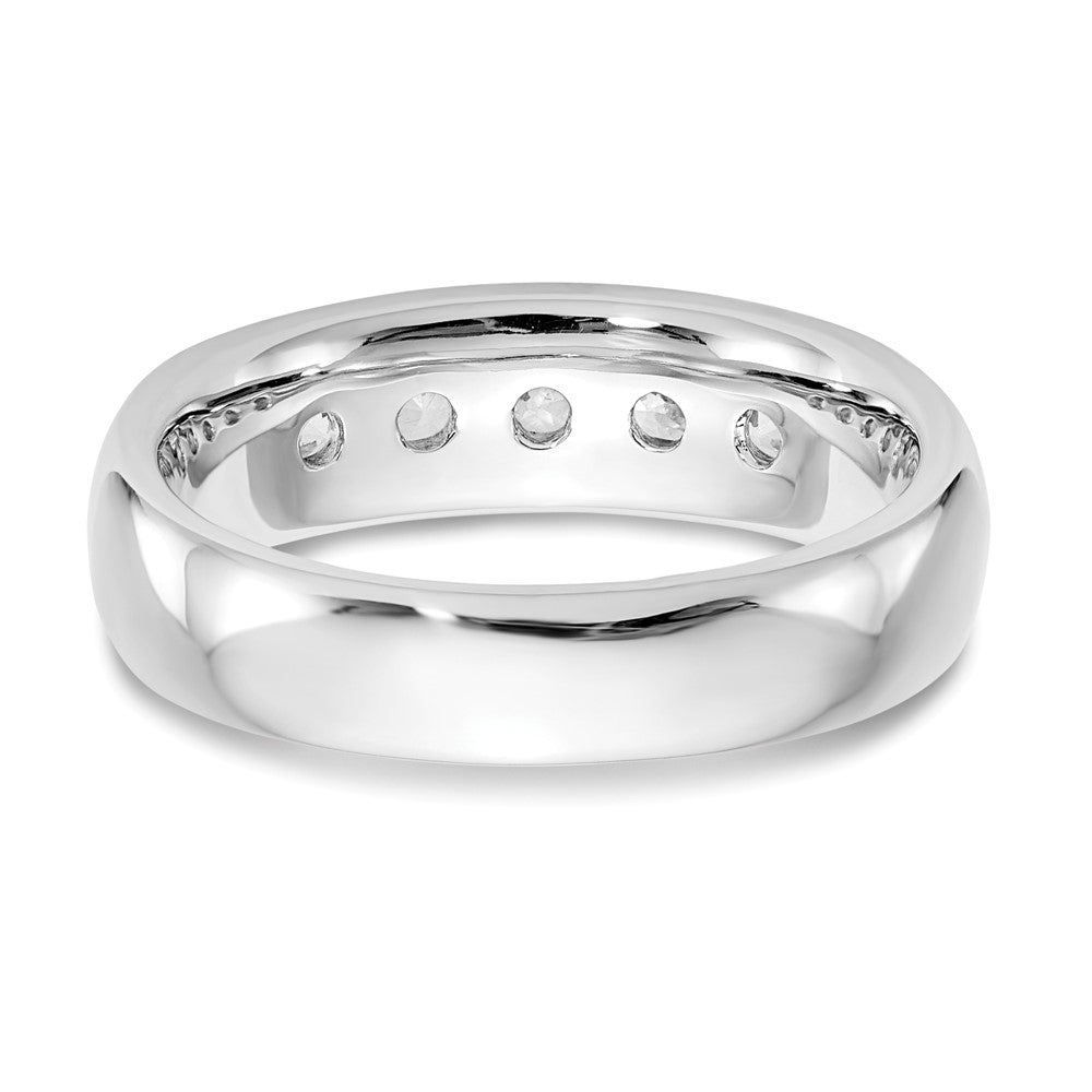 14K White Gold 5-Stone Real Diamond Channel Band