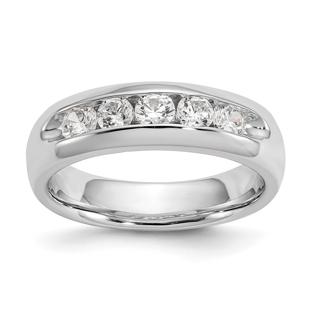 14K White Gold 5-Stone Real Diamond Channel Band