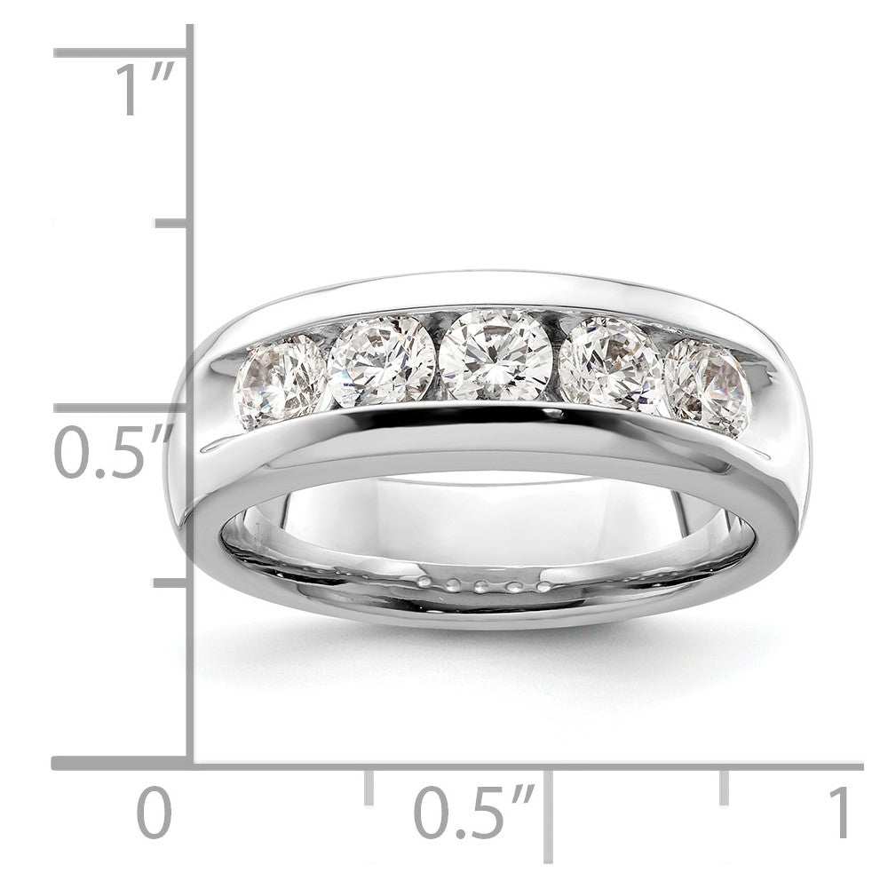 14K White Gold 5-Stone Real Diamond Channel Band