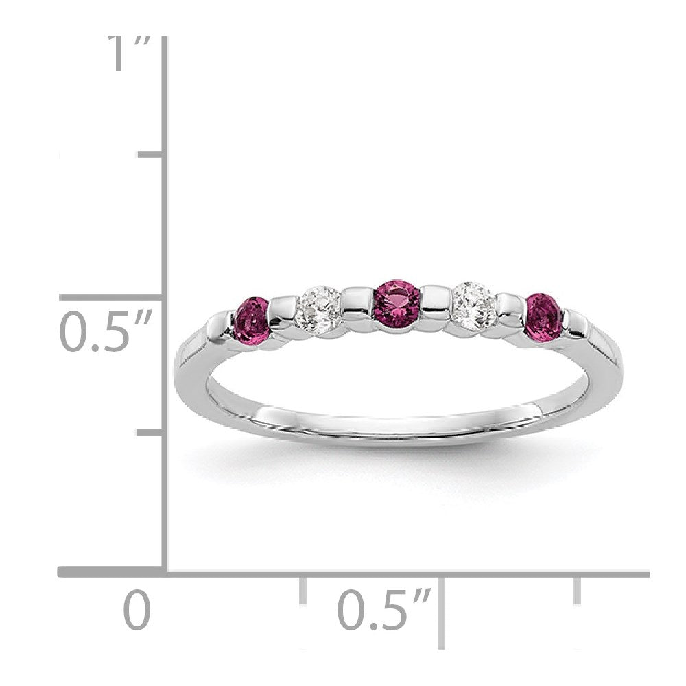 14k White Gold Real Diamond w/Ruby Band