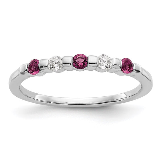 14k White Gold Real Diamond w/Ruby Band