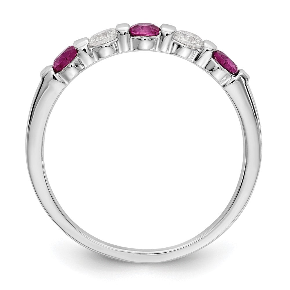 14k White Gold Real Diamond w/Ruby Band