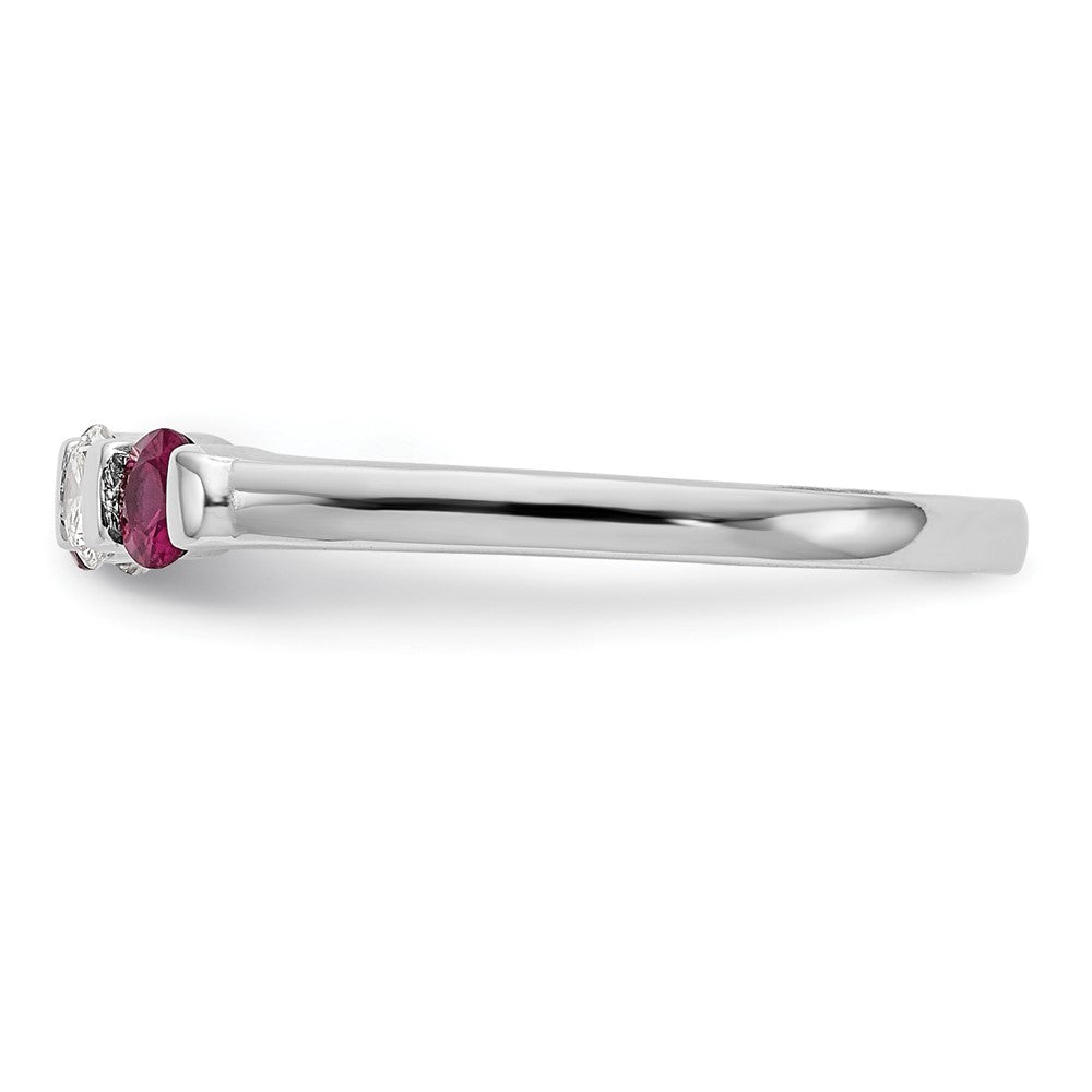 14k White Gold Real Diamond w/Ruby Band