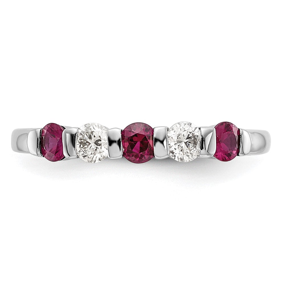 14k White Gold Real Diamond w/Ruby Band