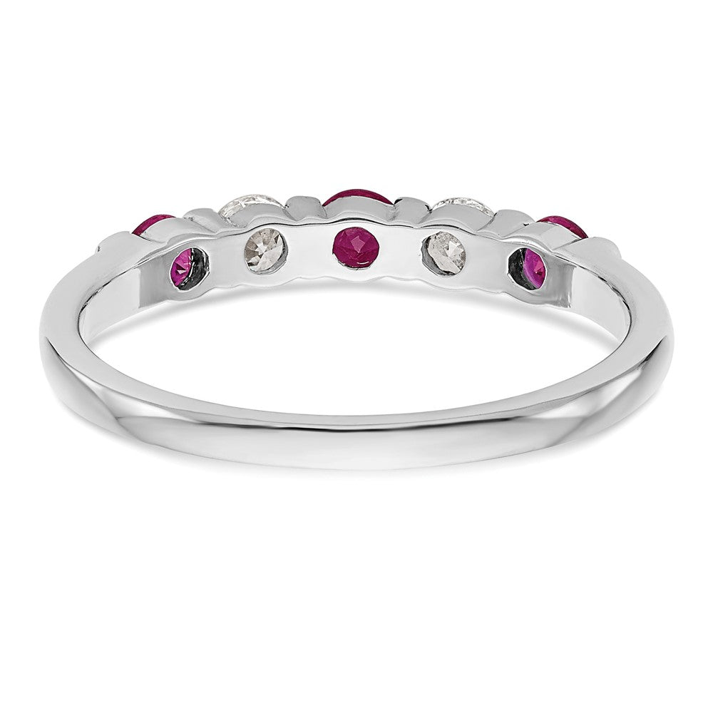 14k White Gold Real Diamond w/Ruby Band