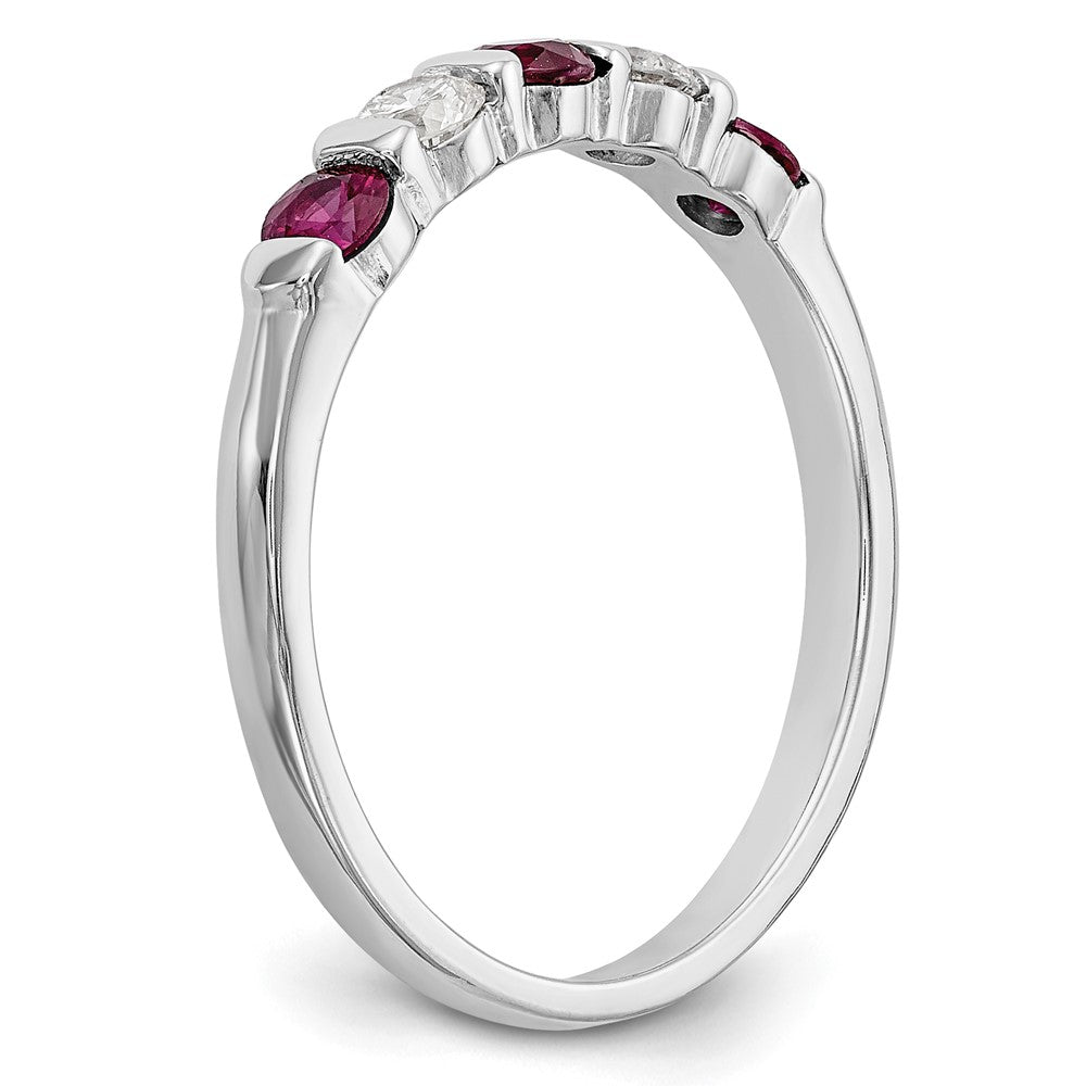 14k White Gold Real Diamond w/Ruby Band